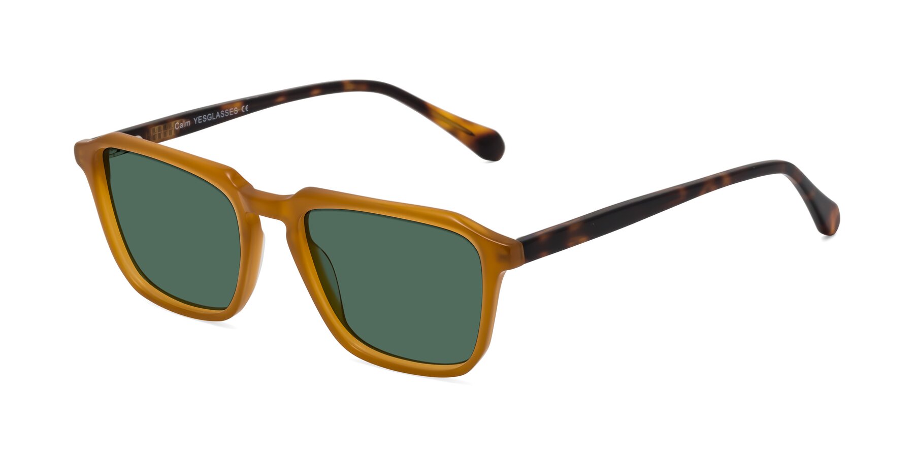 Angle of Calm in Caramel-Tortoise with Green Polarized Lenses