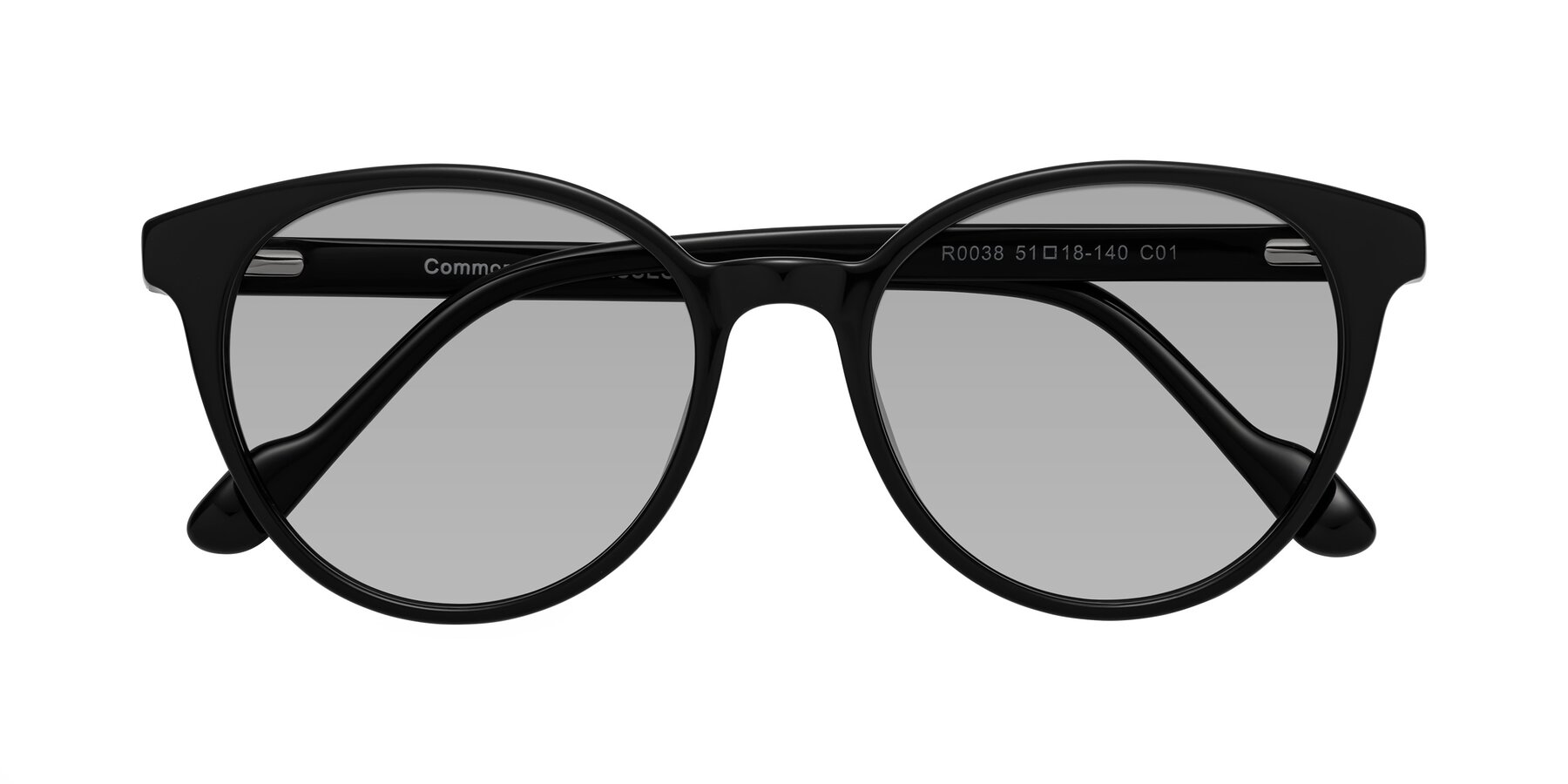 Folded Front of Common in Black with Light Gray Tinted Lenses