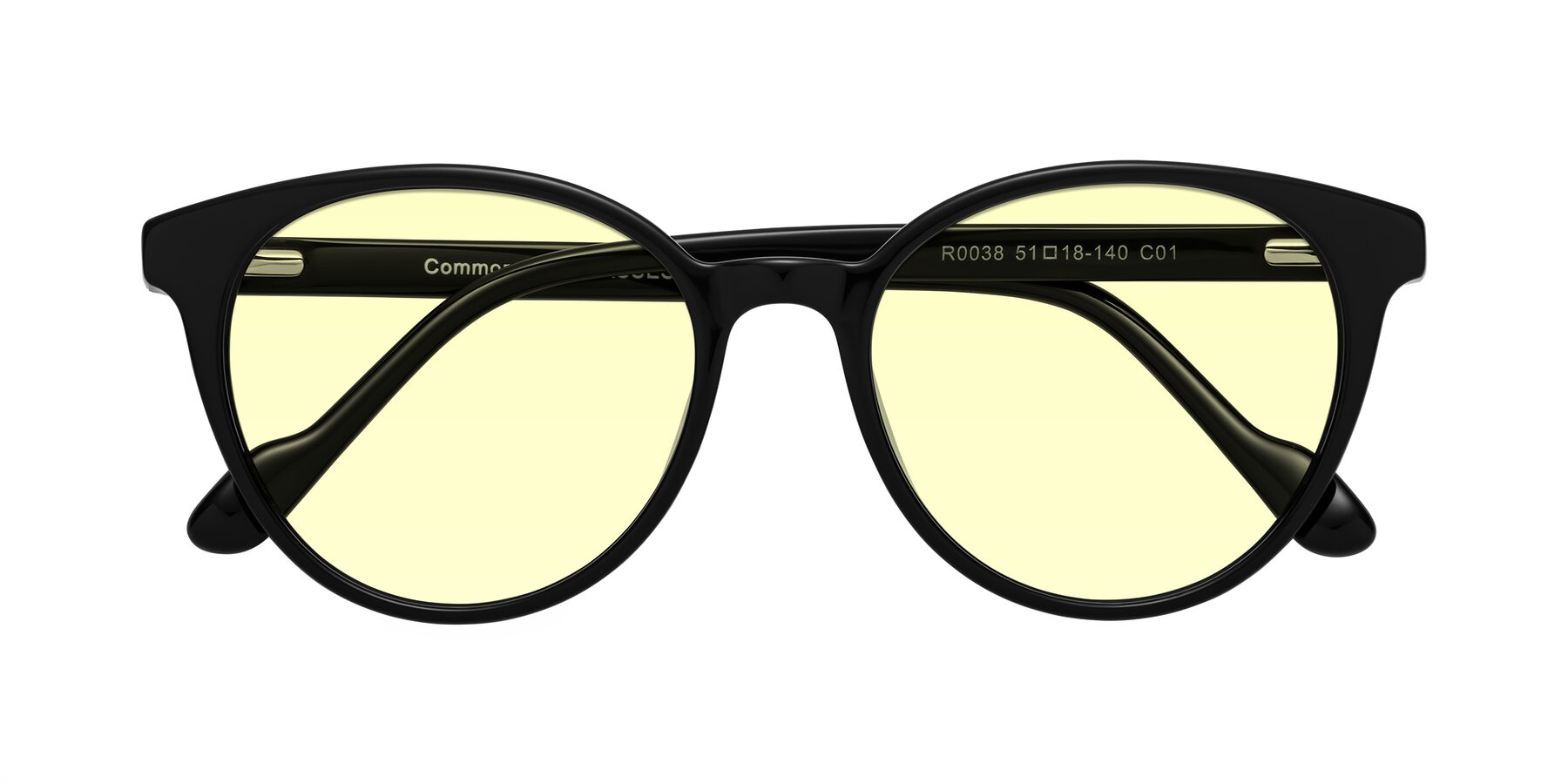 Folded Front of Common in Black with Light Yellow Tinted Lenses