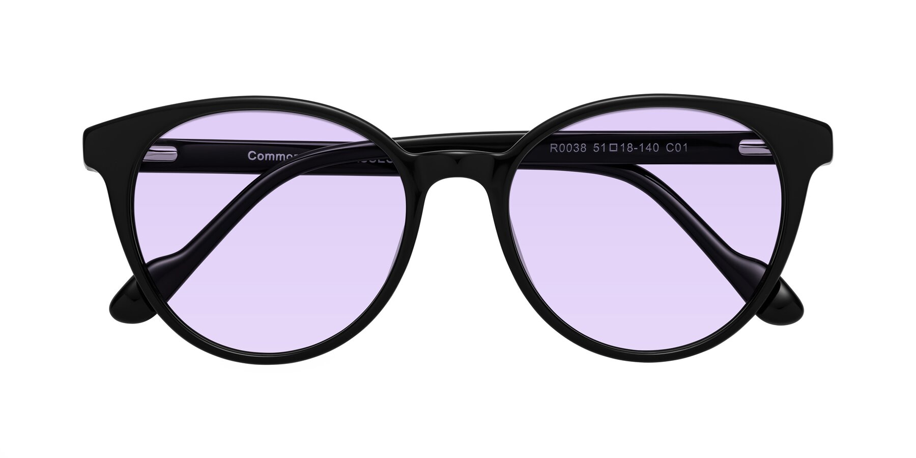 Folded Front of Common in Black with Light Purple Tinted Lenses