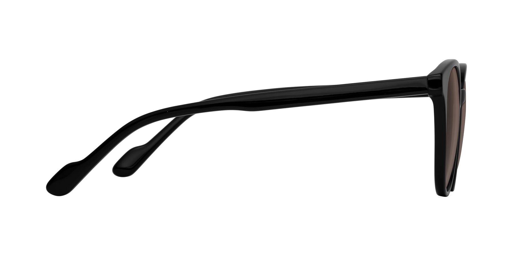 Side of Common in Black with Medium Brown Tinted Lenses