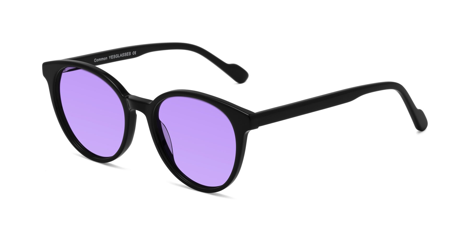 Angle of Common in Black with Medium Purple Tinted Lenses