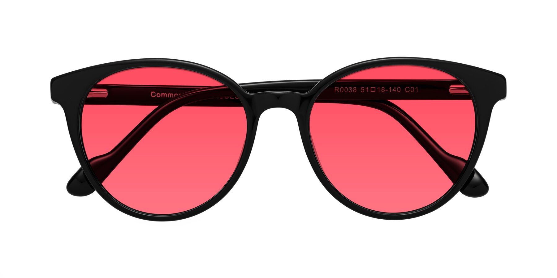 Folded Front of Common in Black with Red Tinted Lenses