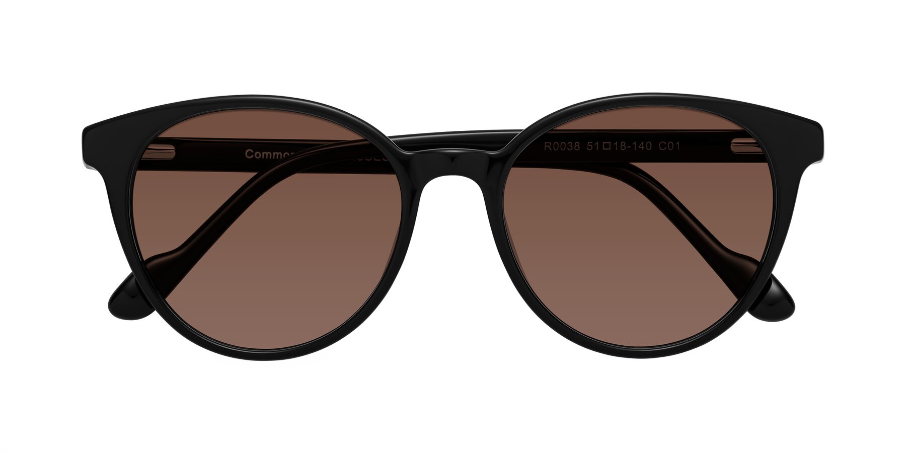 Folded Front of Common in Black with Brown Tinted Lenses