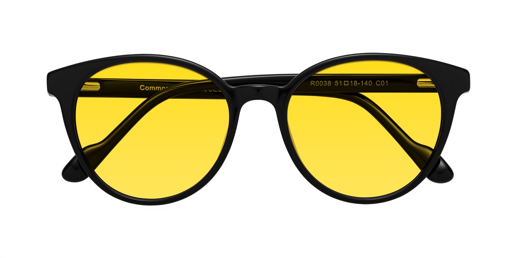 Folded Front of Common in Black with Yellow Tinted Lenses