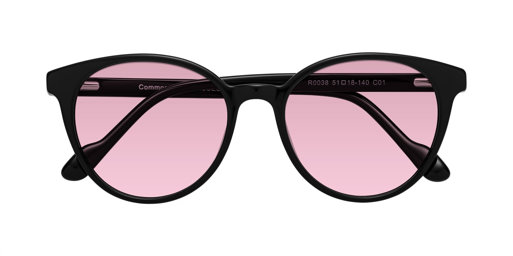 Folded Front of Common in Black with Light Wine Tinted Lenses