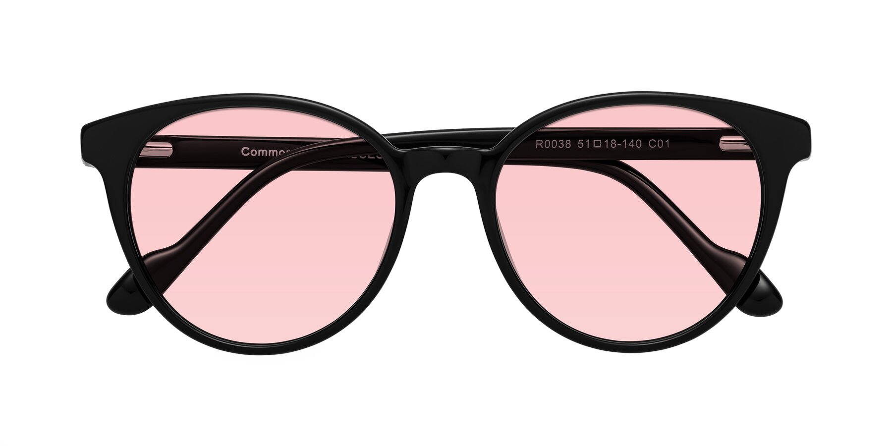 Folded Front of Common in Black with Light Garnet Tinted Lenses