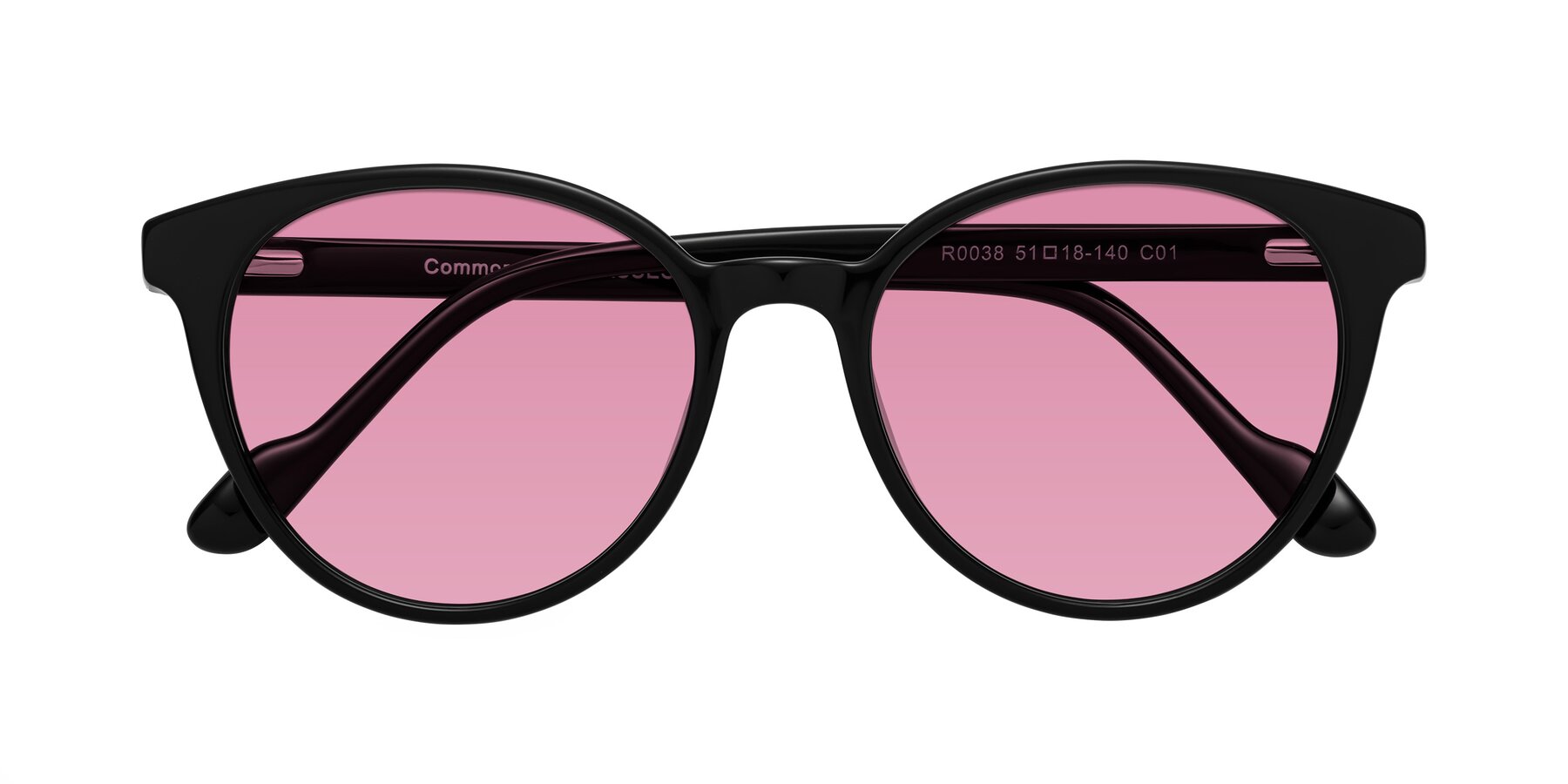 Folded Front of Common in Black with Medium Wine Tinted Lenses