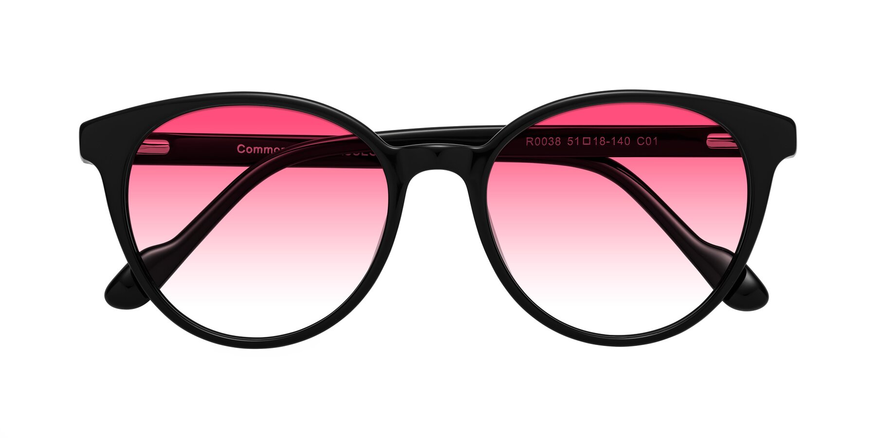 Folded Front of Common in Black with Pink Gradient Lenses