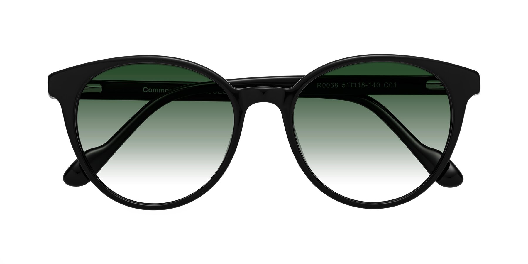 Folded Front of Common in Black with Green Gradient Lenses