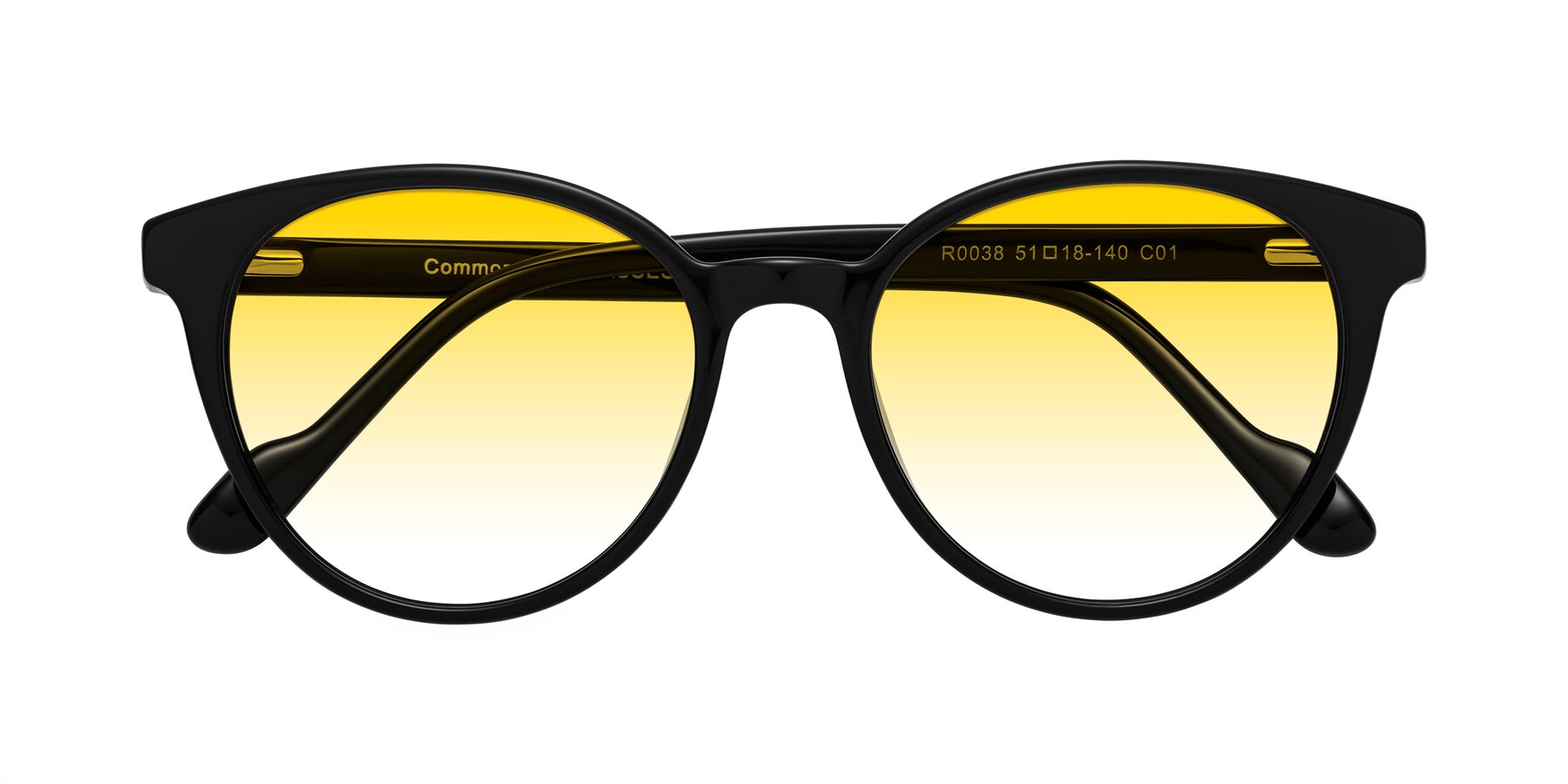 Folded Front of Common in Black with Yellow Gradient Lenses