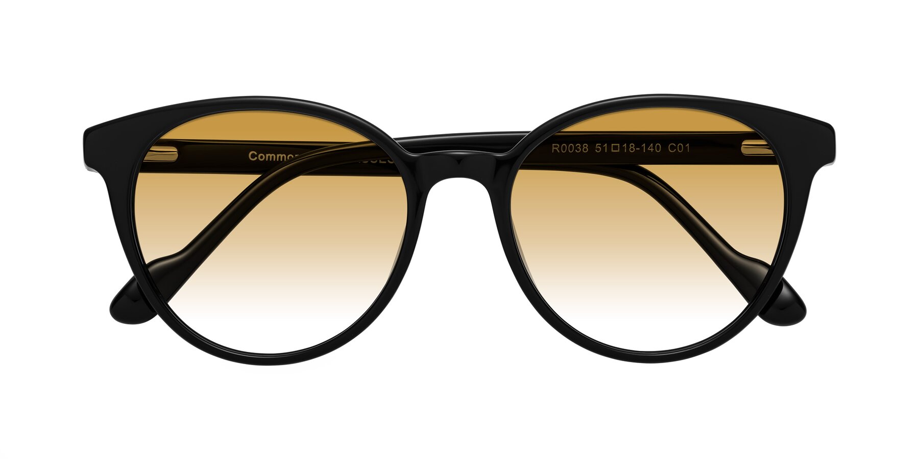 Folded Front of Common in Black with Champagne Gradient Lenses