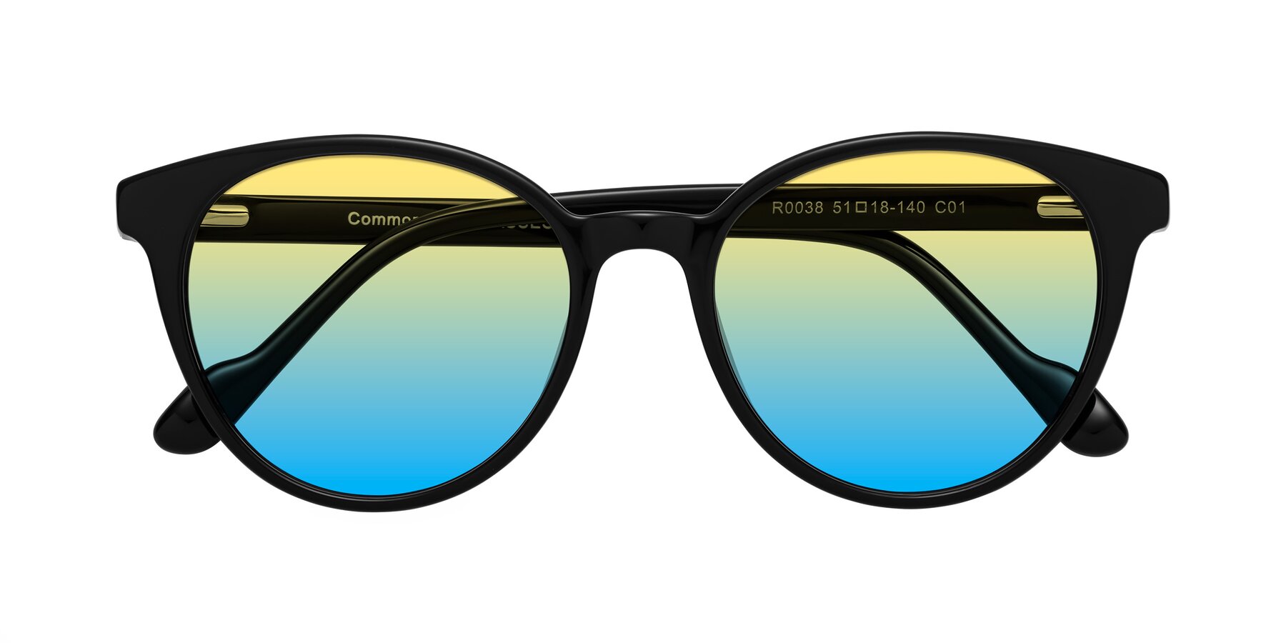 Folded Front of Common in Black with Yellow / Blue Gradient Lenses