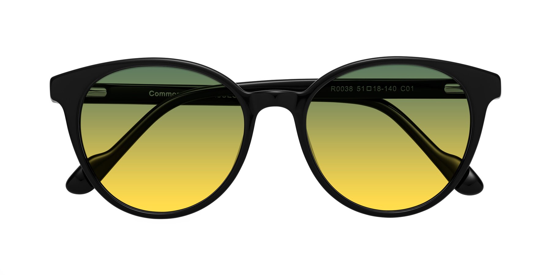 Folded Front of Common in Black with Green / Yellow Gradient Lenses