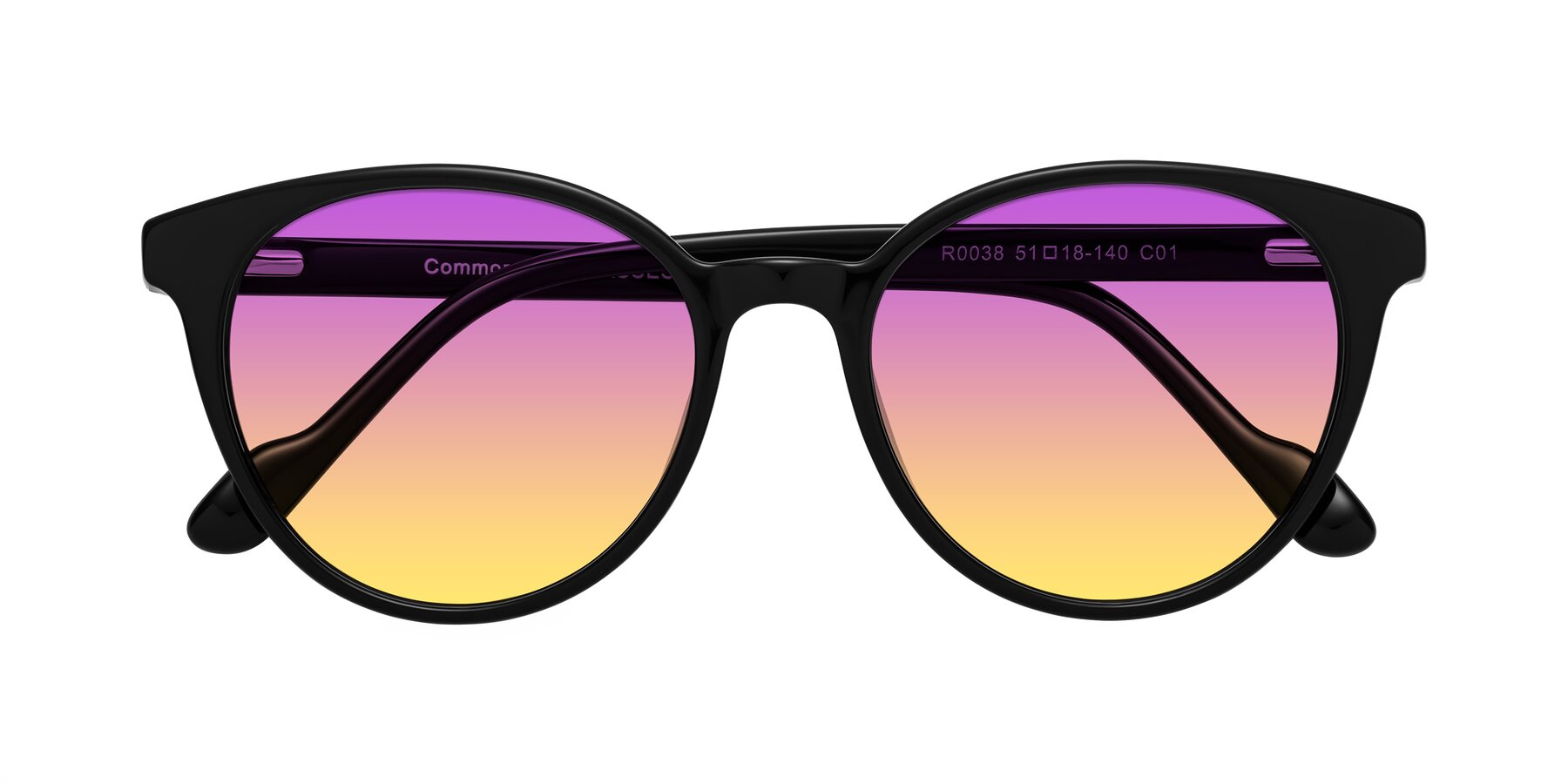 Folded Front of Common in Black with Purple / Yellow Gradient Lenses