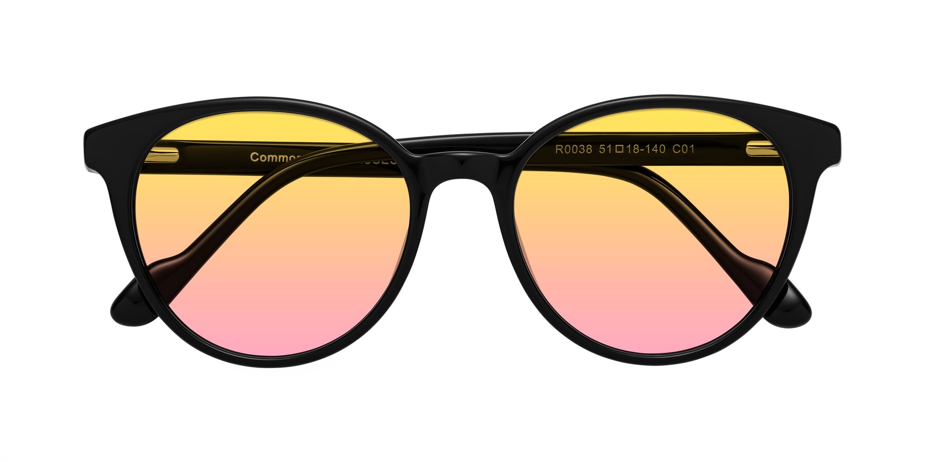 Folded Front of Common in Black with Yellow / Pink Gradient Lenses