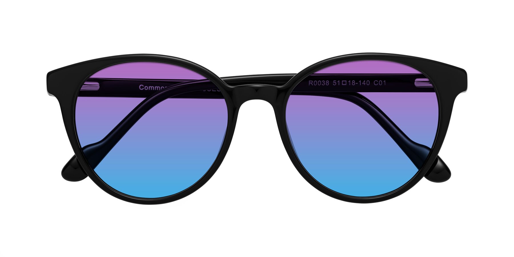 Folded Front of Common in Black with Purple / Blue Gradient Lenses