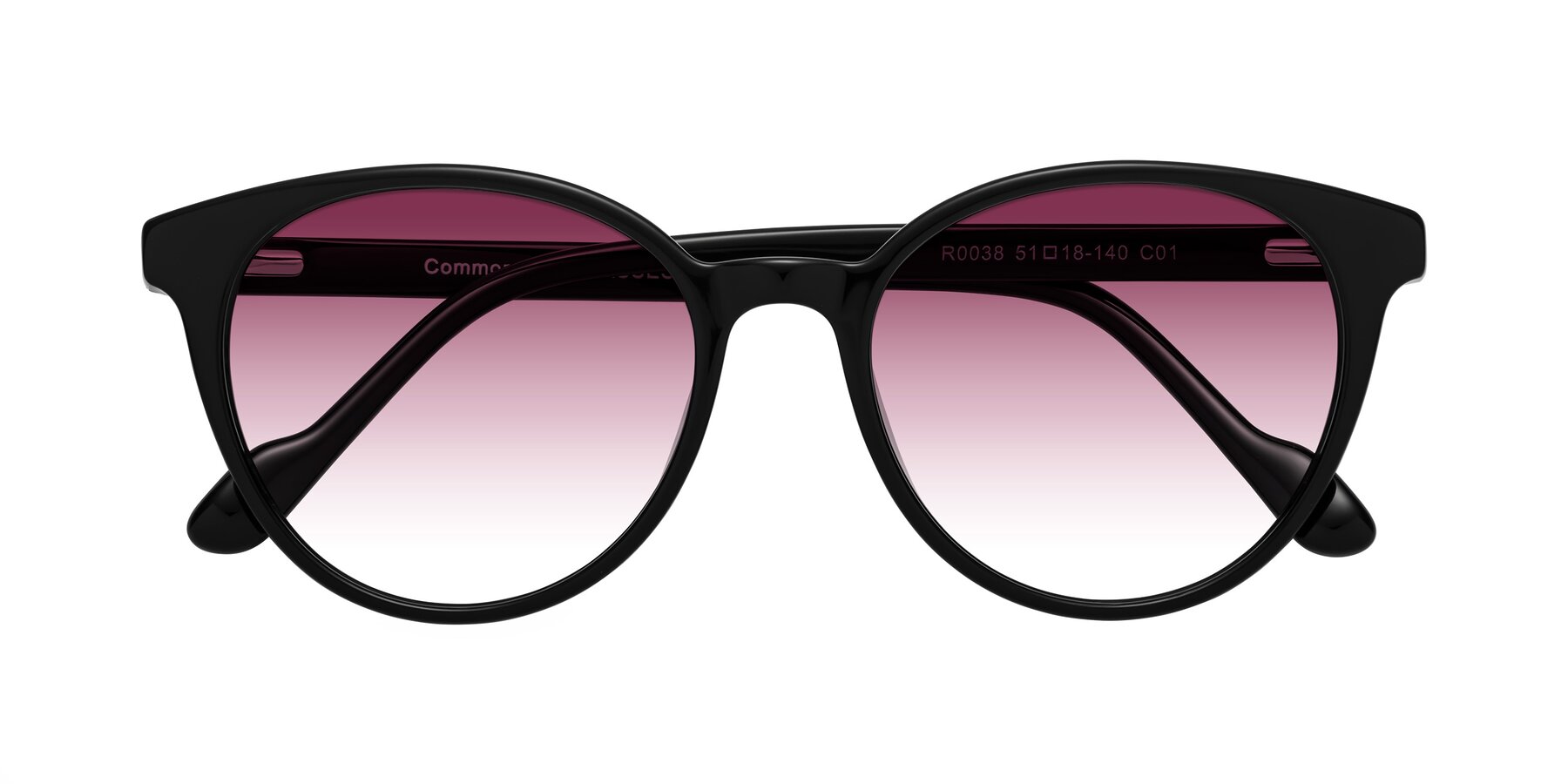 Folded Front of Common in Black with Wine Gradient Lenses