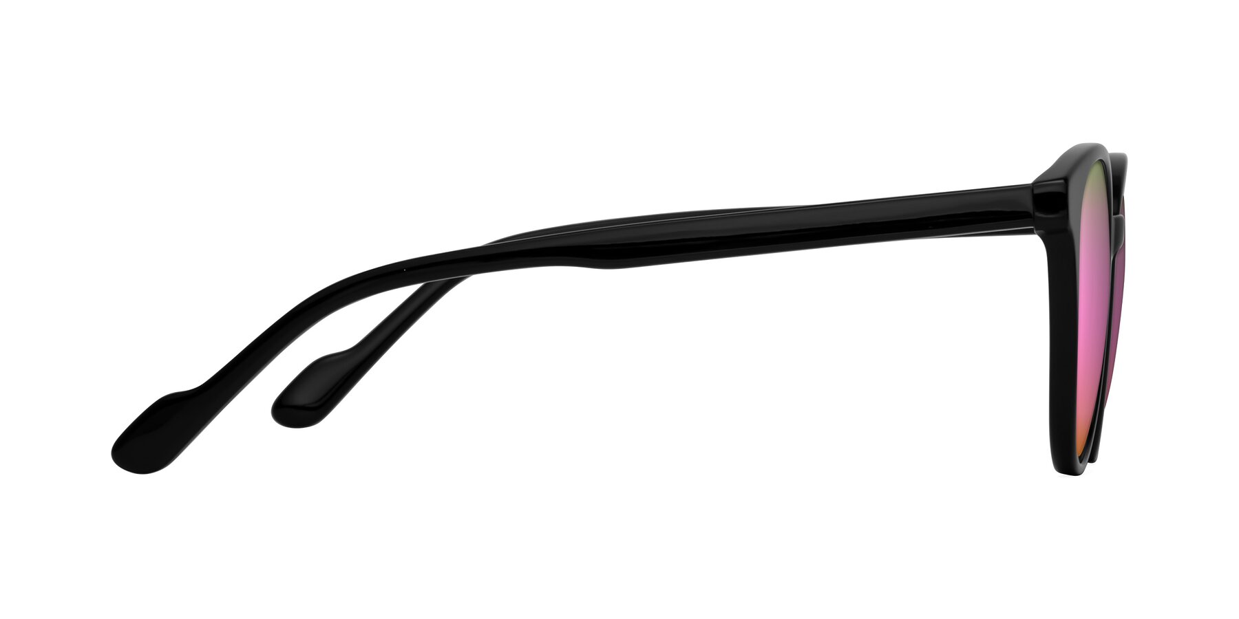 Side of Common in Black with Pink Mirrored Lenses