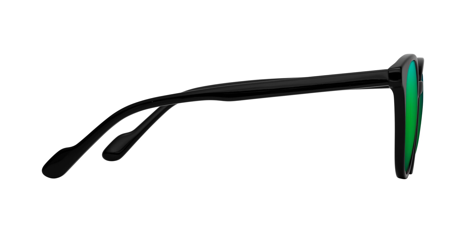 Side of Common in Black with Green Mirrored Lenses