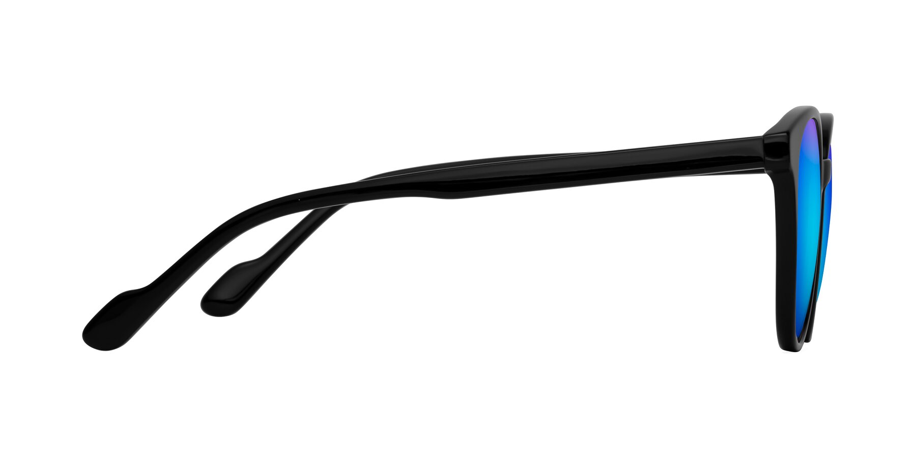 Side of Common in Black with Blue Mirrored Lenses