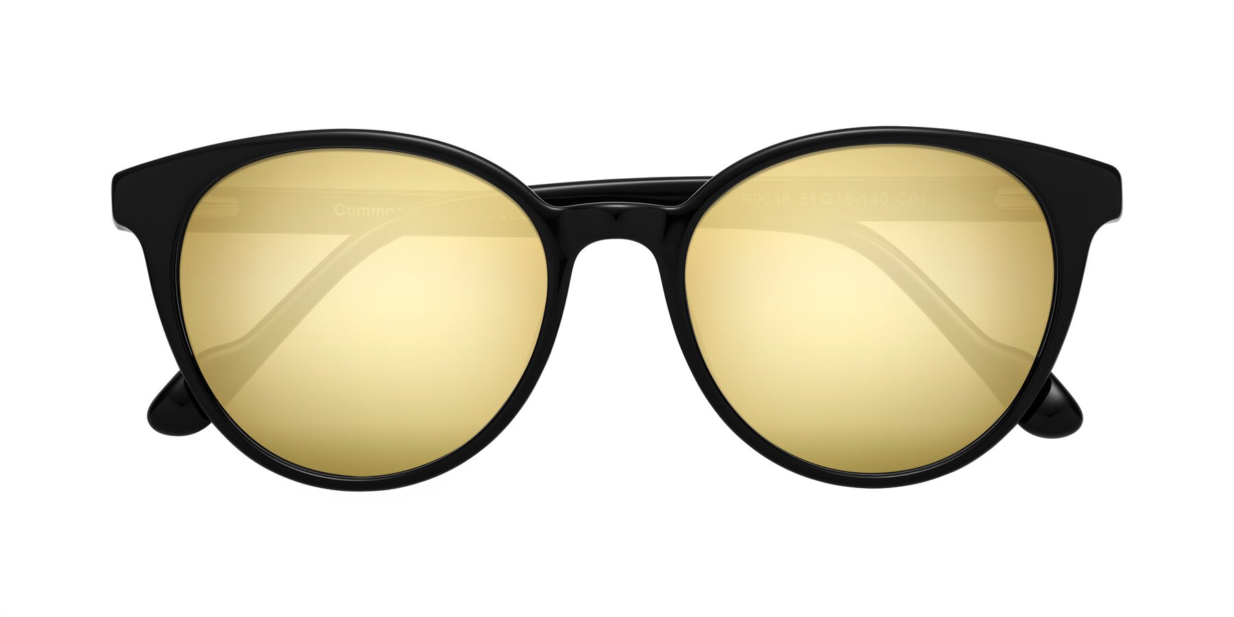 Folded Front of Common in Black with Gold Mirrored Lenses