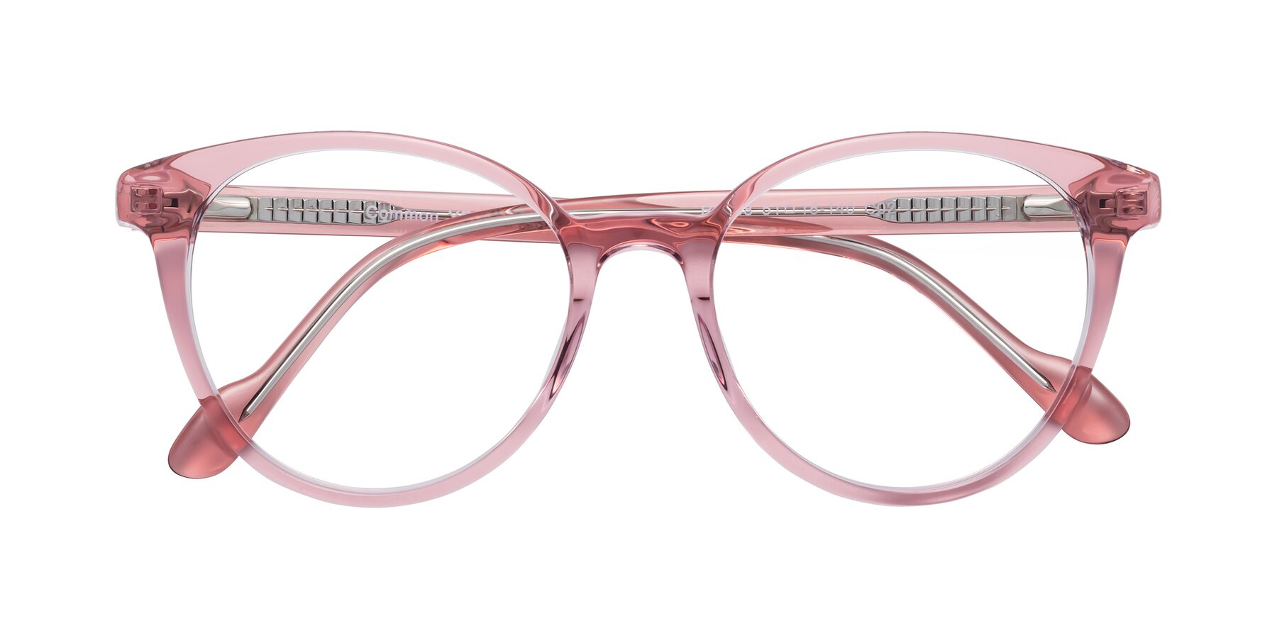 Folded Front of Common in Pink with Clear Eyeglass Lenses