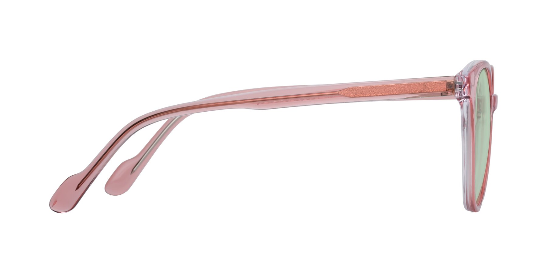 Side of Common in Pink with Light Green Tinted Lenses