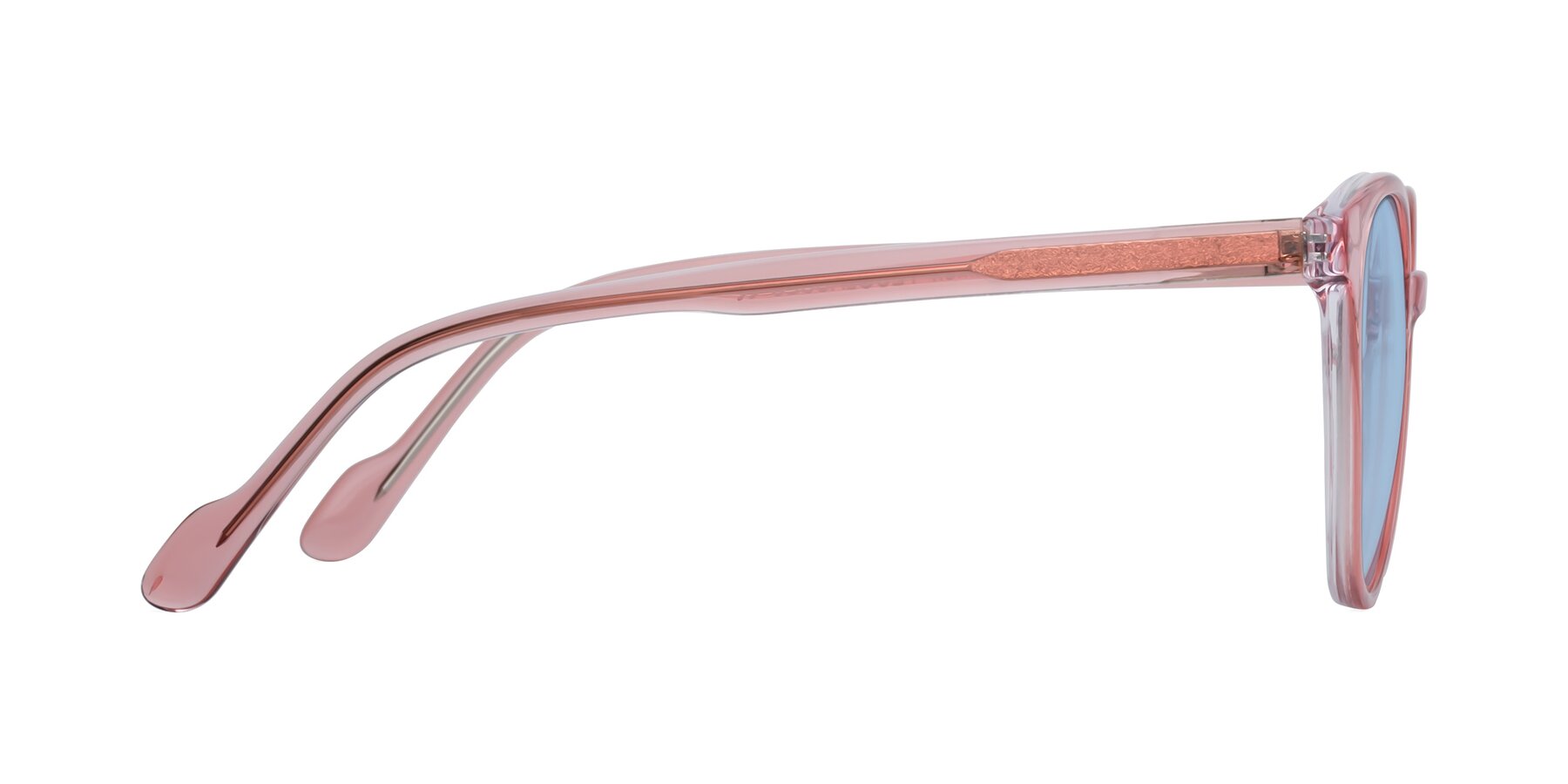 Side of Common in Pink with Light Blue Tinted Lenses