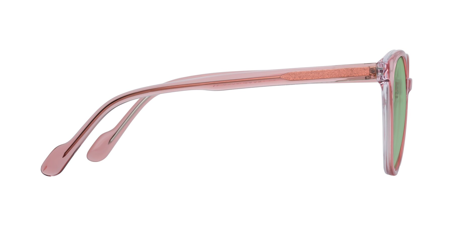 Side of Common in Pink with Medium Green Tinted Lenses