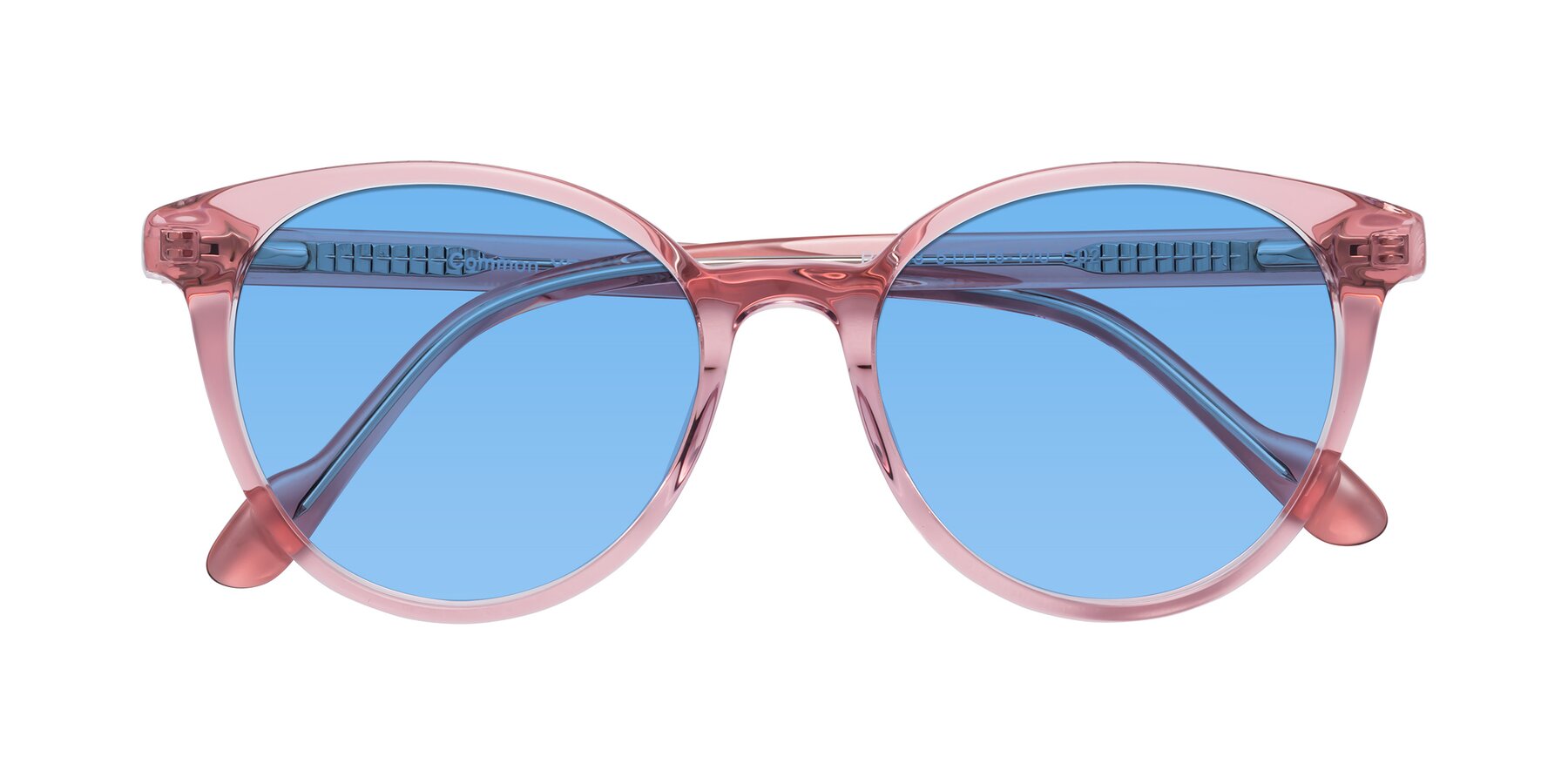 Folded Front of Common in Pink with Medium Blue Tinted Lenses