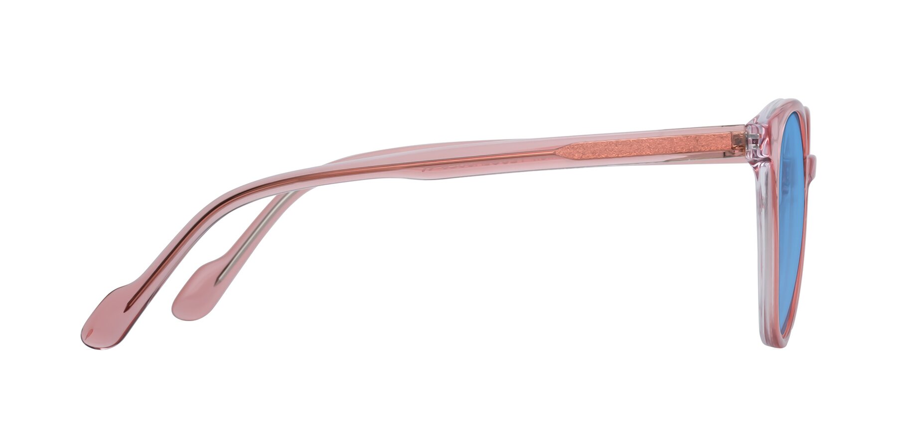 Side of Common in Pink with Medium Blue Tinted Lenses