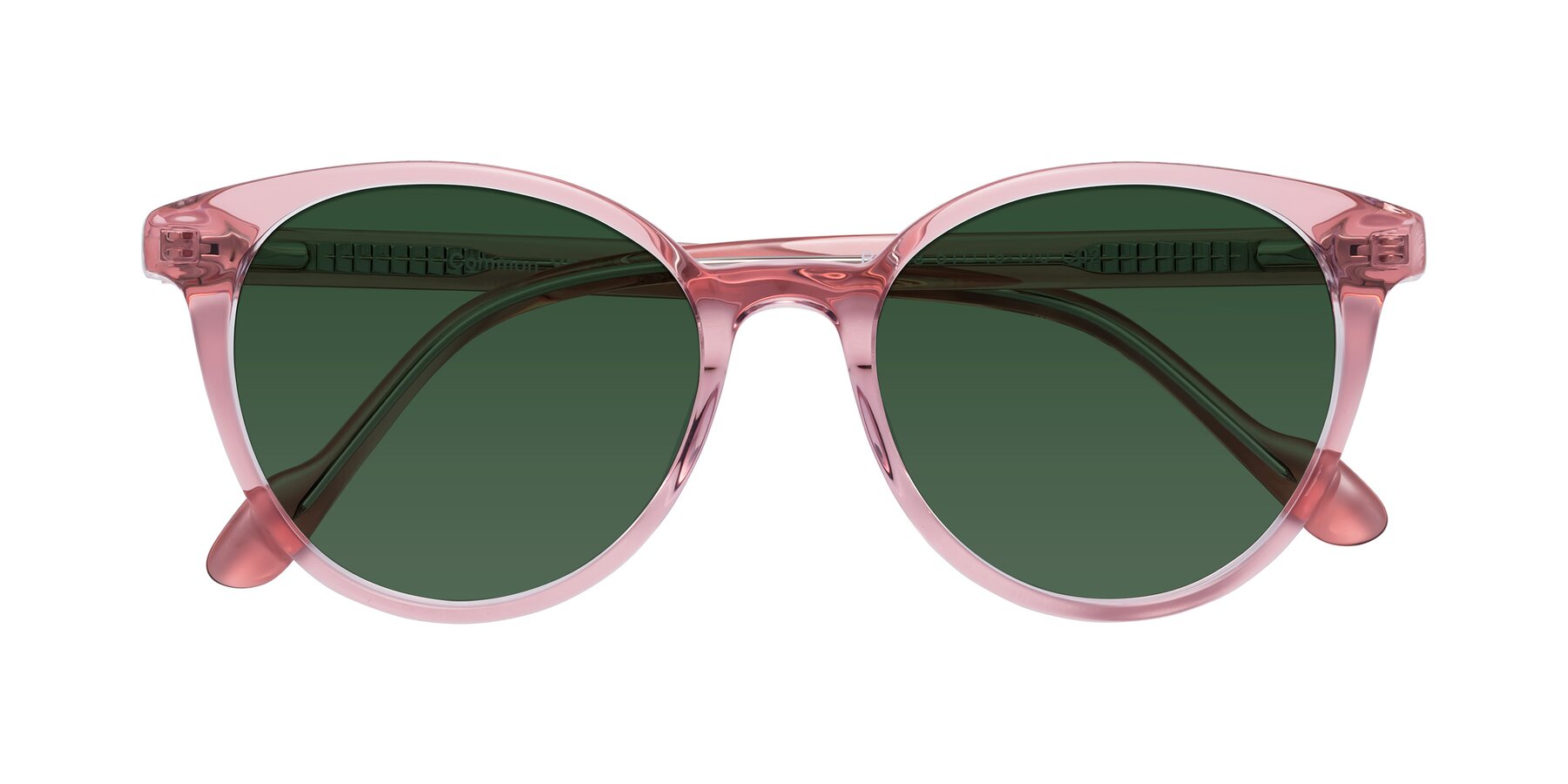 Folded Front of Common in Pink with Green Tinted Lenses