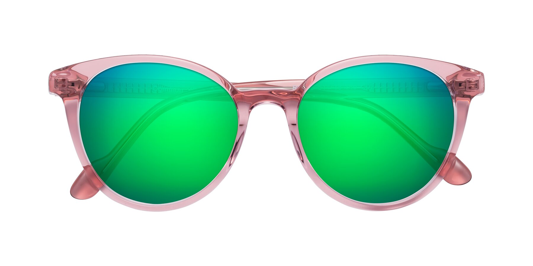 Folded Front of Common in Pink with Green Mirrored Lenses