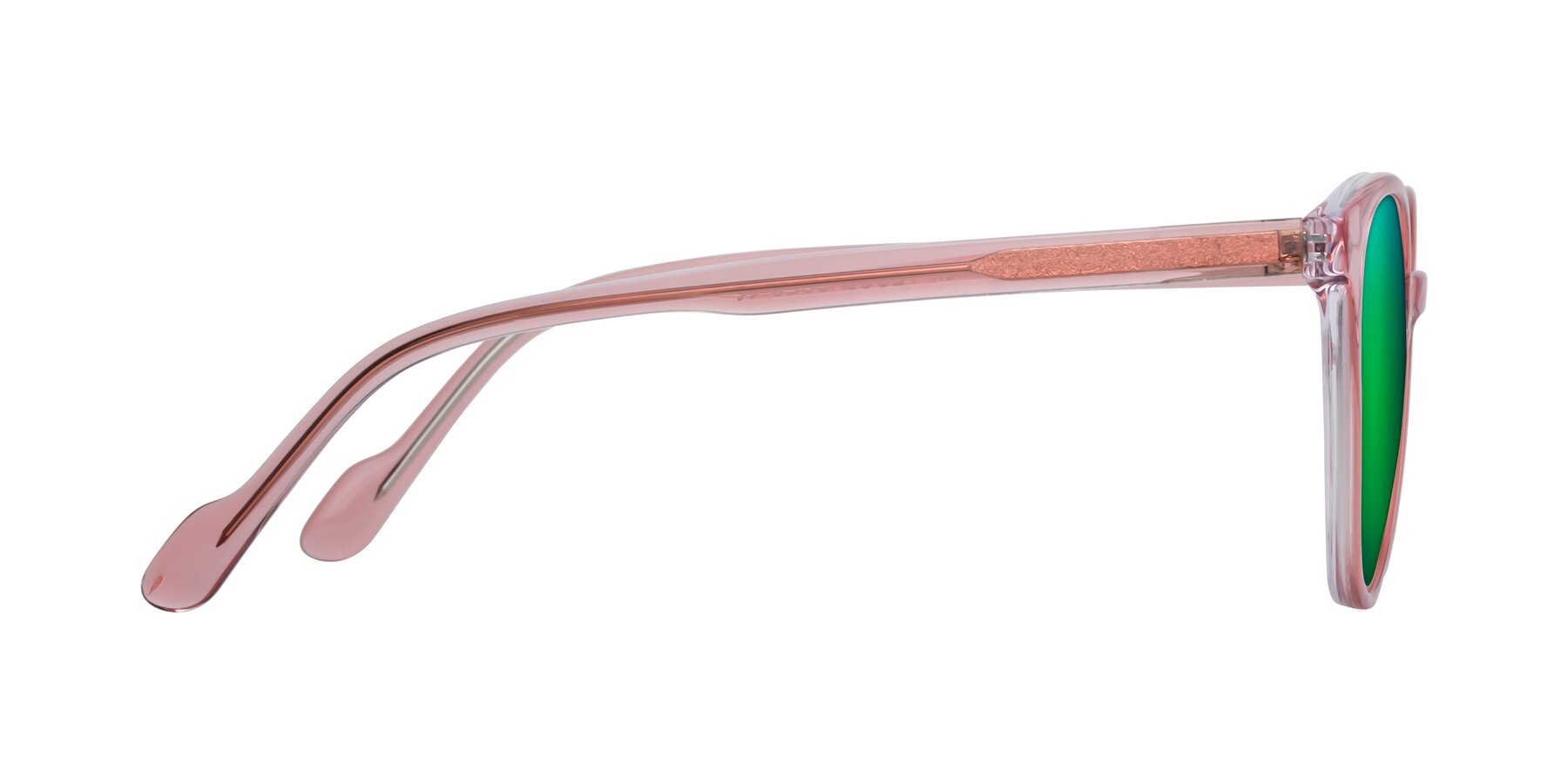 Side of Common in Pink with Green Mirrored Lenses