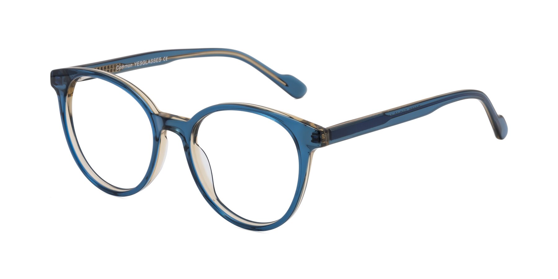 Angle of Common in Blue with Clear Eyeglass Lenses