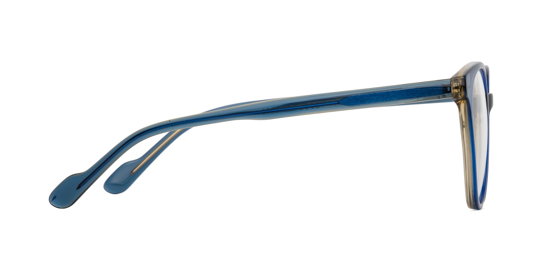 Side of Common in Blue with Clear Eyeglass Lenses