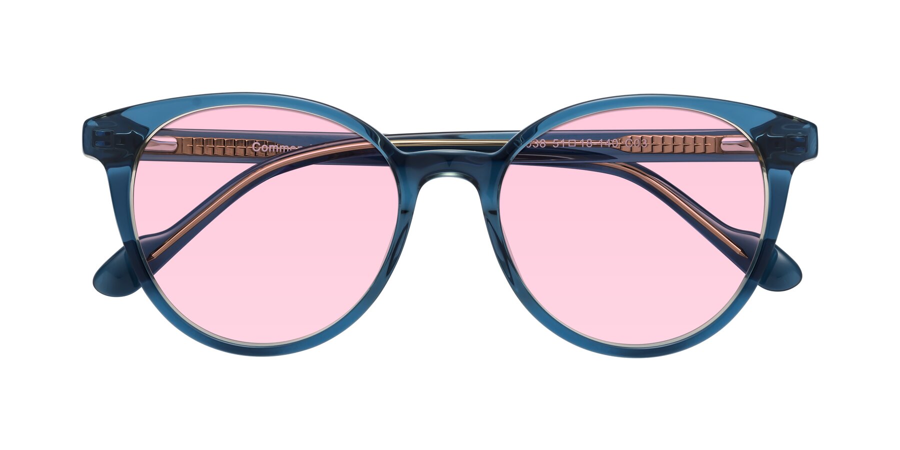 Folded Front of Common in Blue with Light Pink Tinted Lenses