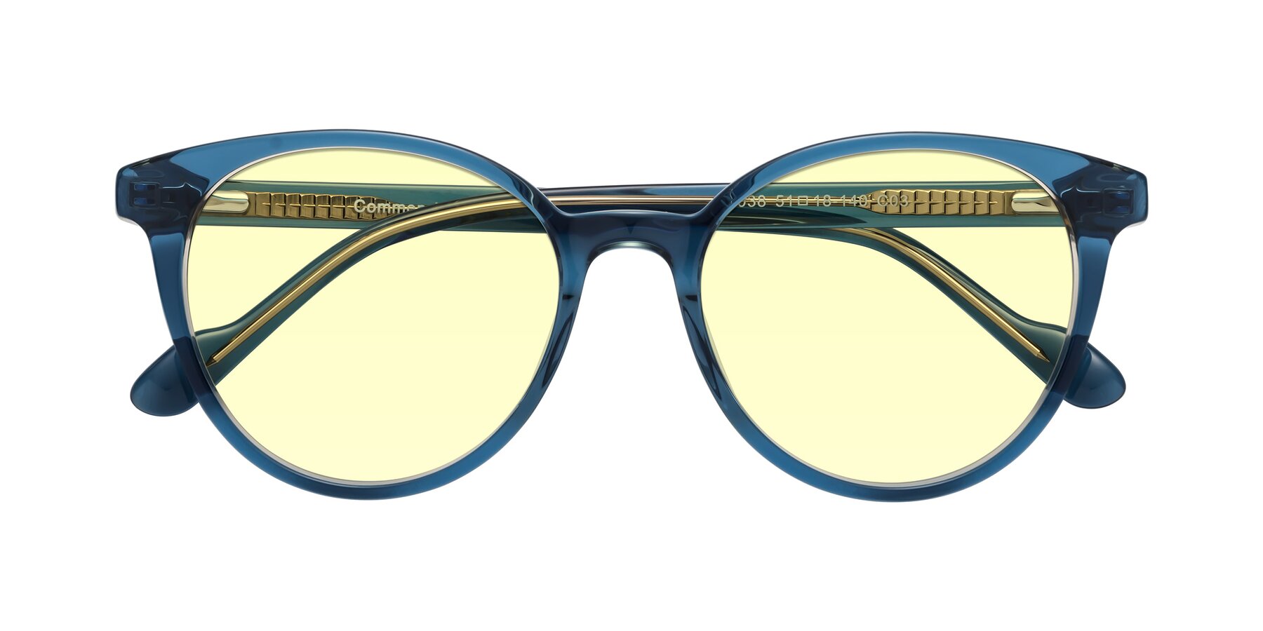 Folded Front of Common in Blue with Light Yellow Tinted Lenses