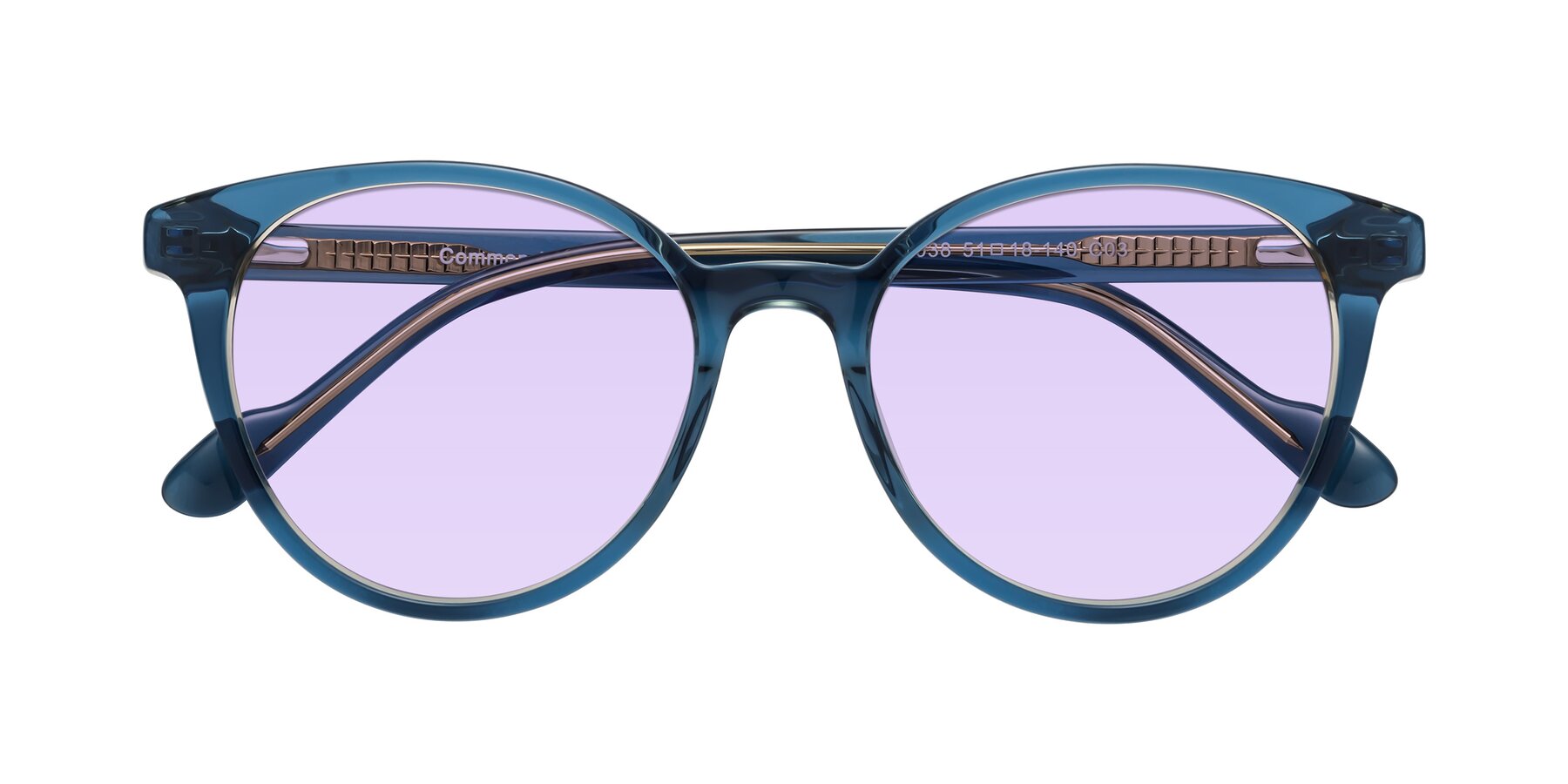 Folded Front of Common in Blue with Light Purple Tinted Lenses