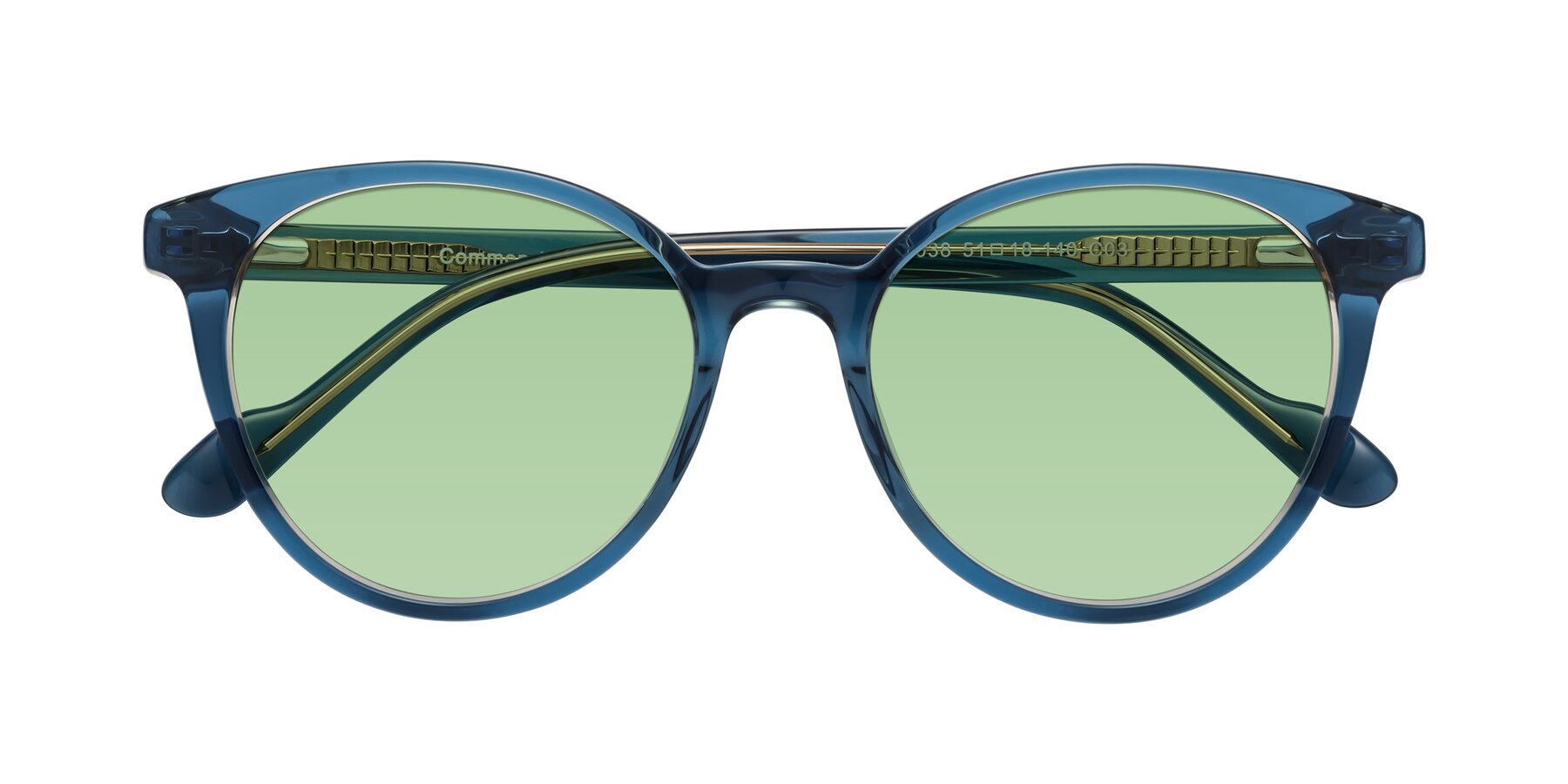 Folded Front of Common in Blue with Medium Green Tinted Lenses