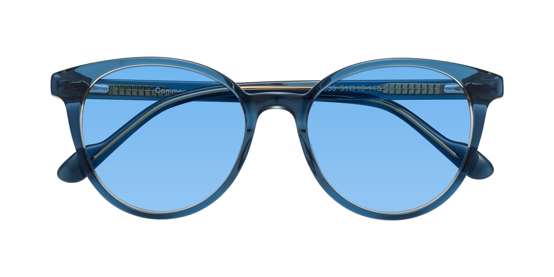 Folded Front of Common in Blue with Medium Blue Tinted Lenses