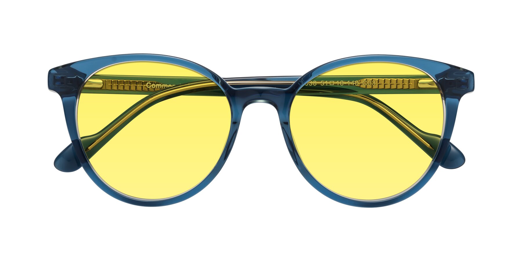 Folded Front of Common in Blue with Medium Yellow Tinted Lenses