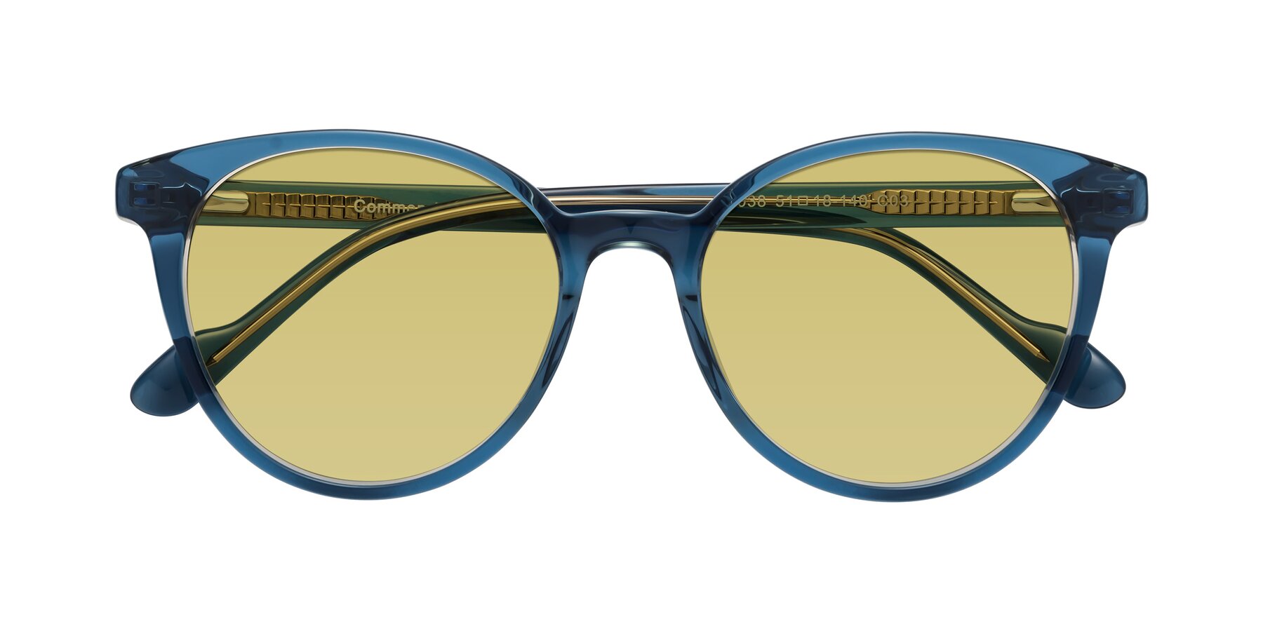 Folded Front of Common in Blue with Medium Champagne Tinted Lenses