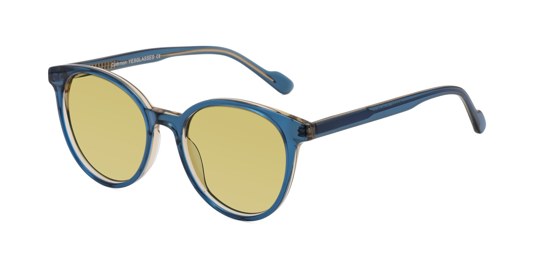 Angle of Common in Blue with Medium Champagne Tinted Lenses