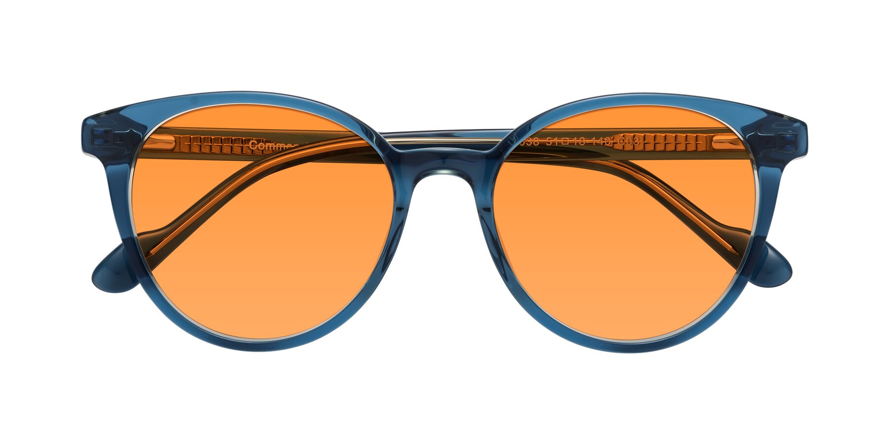 Folded Front of Common in Blue with Orange Tinted Lenses