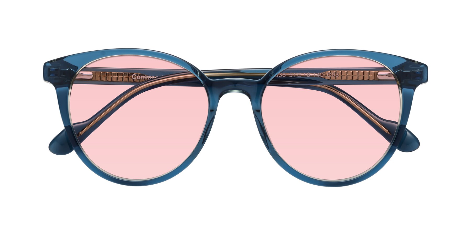 Folded Front of Common in Blue with Light Garnet Tinted Lenses