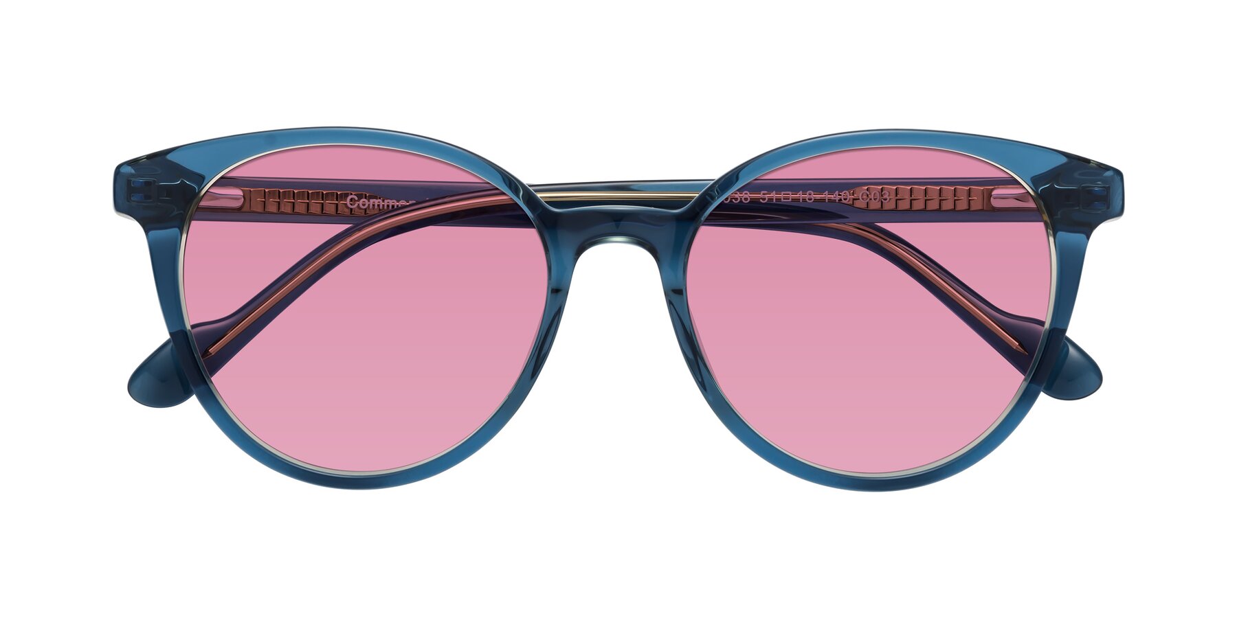 Folded Front of Common in Blue with Medium Wine Tinted Lenses