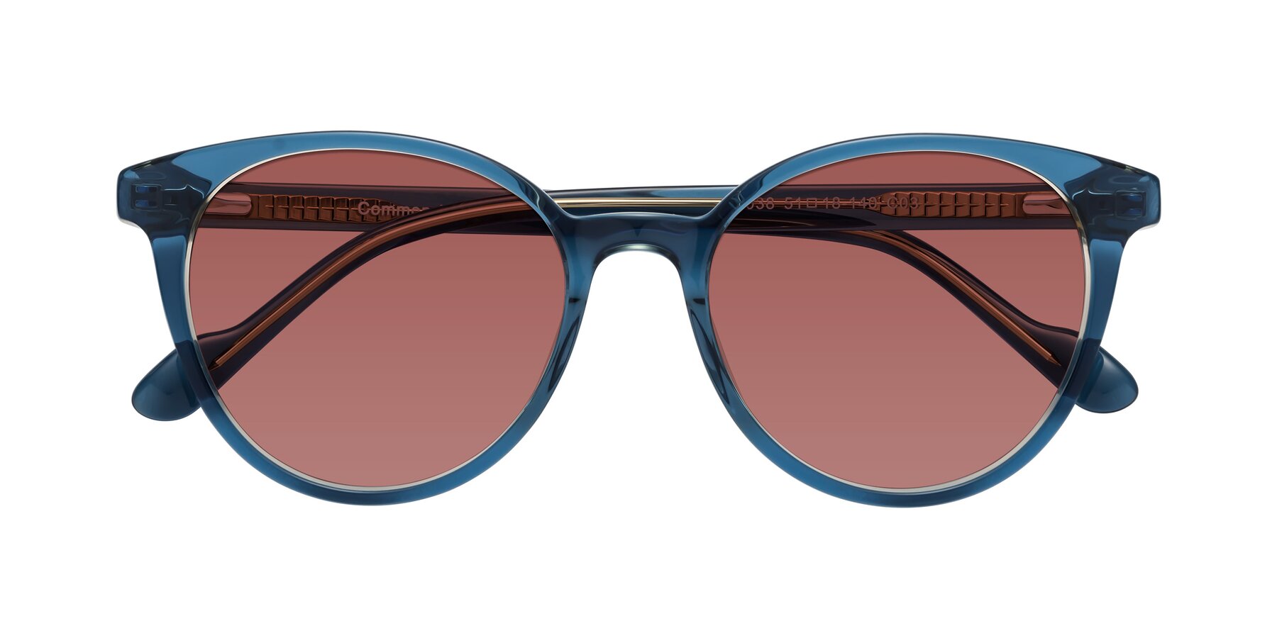 Folded Front of Common in Blue with Garnet Tinted Lenses