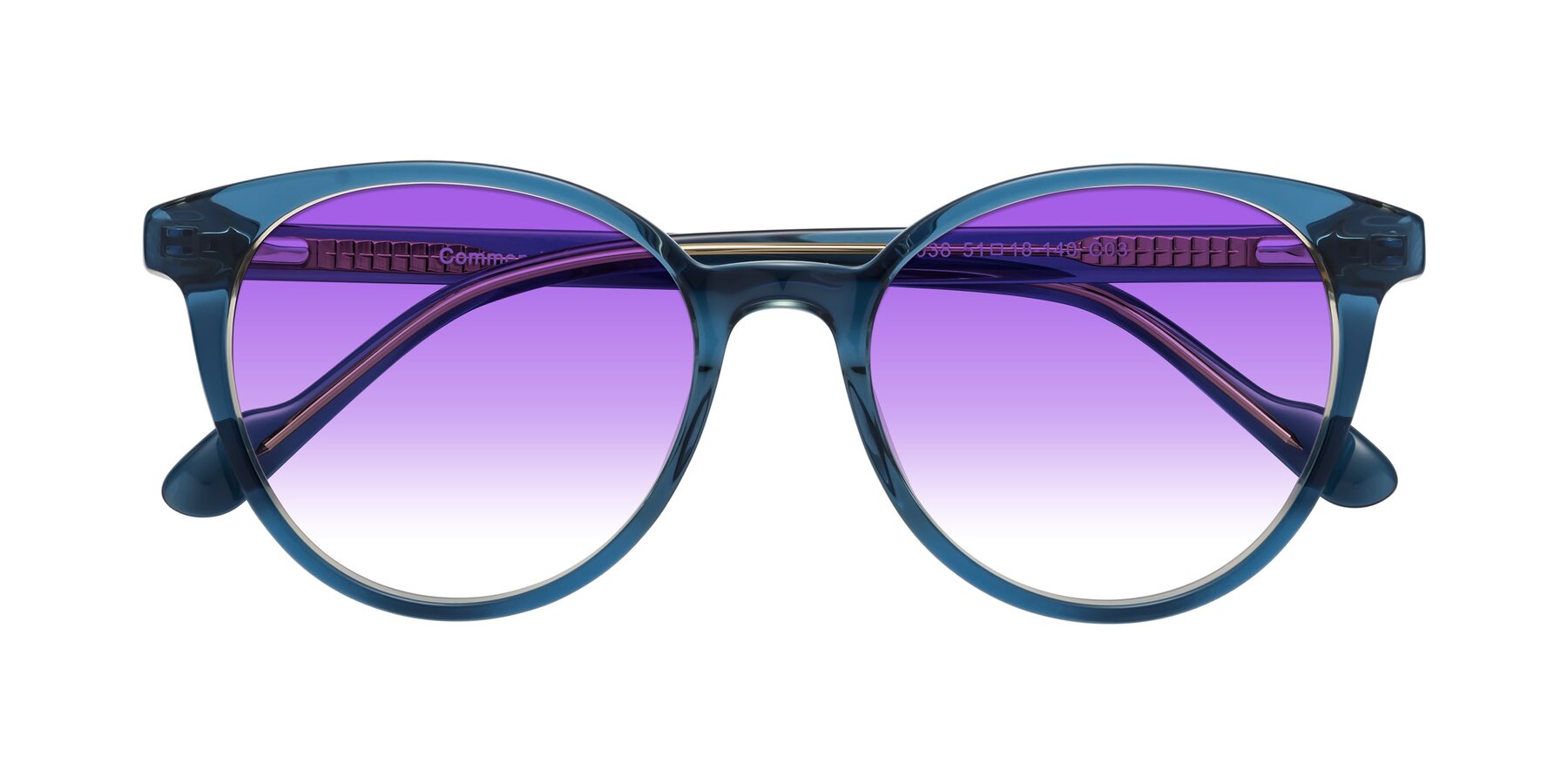 Folded Front of Common in Blue with Purple Gradient Lenses